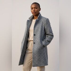 RW&CO Bouclé Wool Blend Gray Coat Size Medium Heathered Fabric Textured